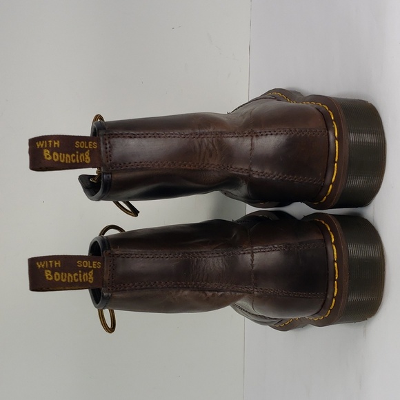 DR. MARTENS AIR WAIR 11822 BROWN OIL LEATHER 8 EYE LACE UP ANKLE BOOTS MEN'S 13 - Picture 7 of 16